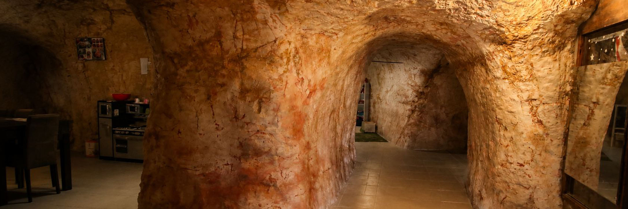 Underground accommodation interior in Coober Pedy